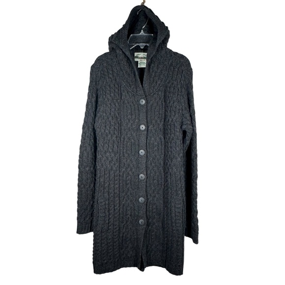 Aran Crafts Women's Irish Cable Knitted 100% Merino Wool Hooded Zip Coat Size s - Picture 1 of 12